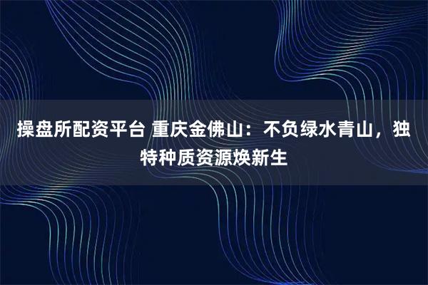 操盘所配资平台 重庆金佛山：不负绿水青山，独特种质资源焕新生